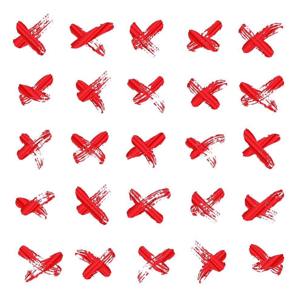 X - Cross Vector. Red Handwritten Symbol Or Letter Isolated On White Background. vector