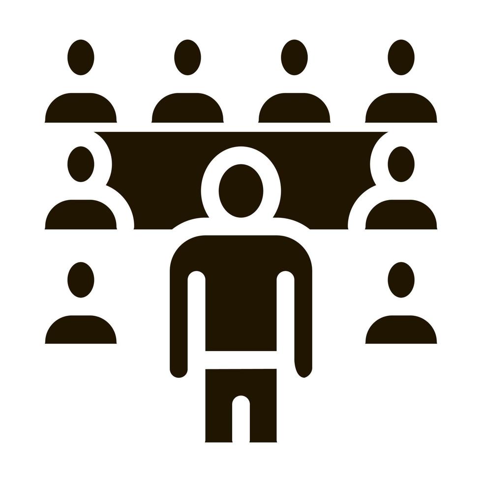 speaker standing before audience icon Vector Glyph Illustration