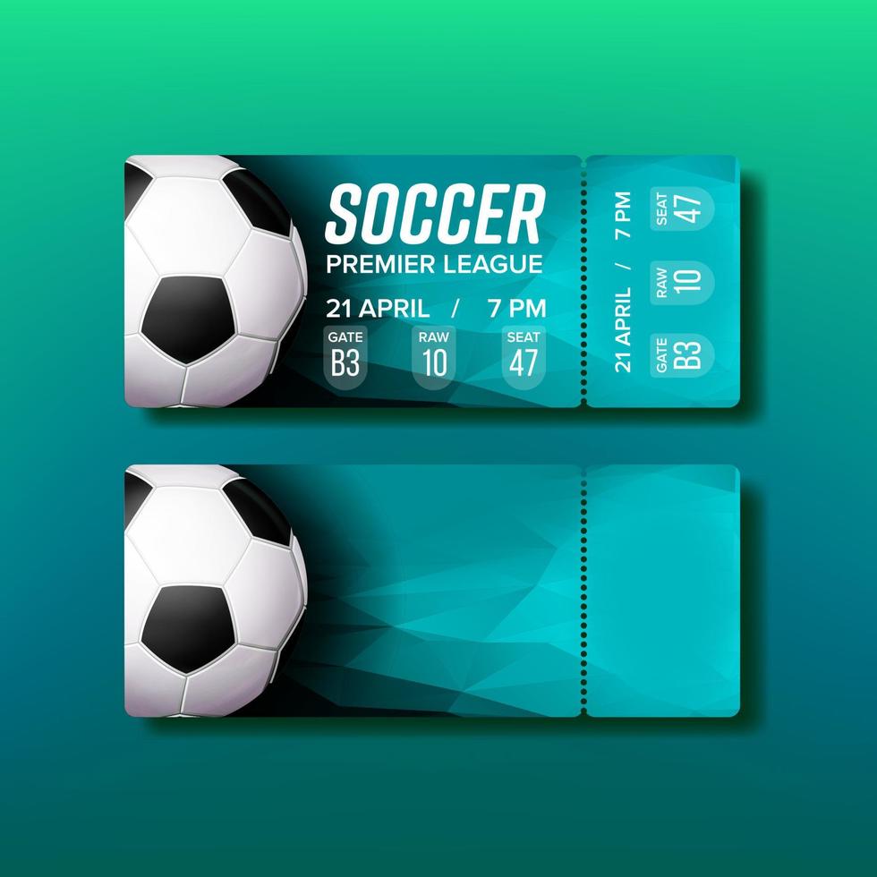 Ticket Tear-off Coupon For Soccer Match Vector