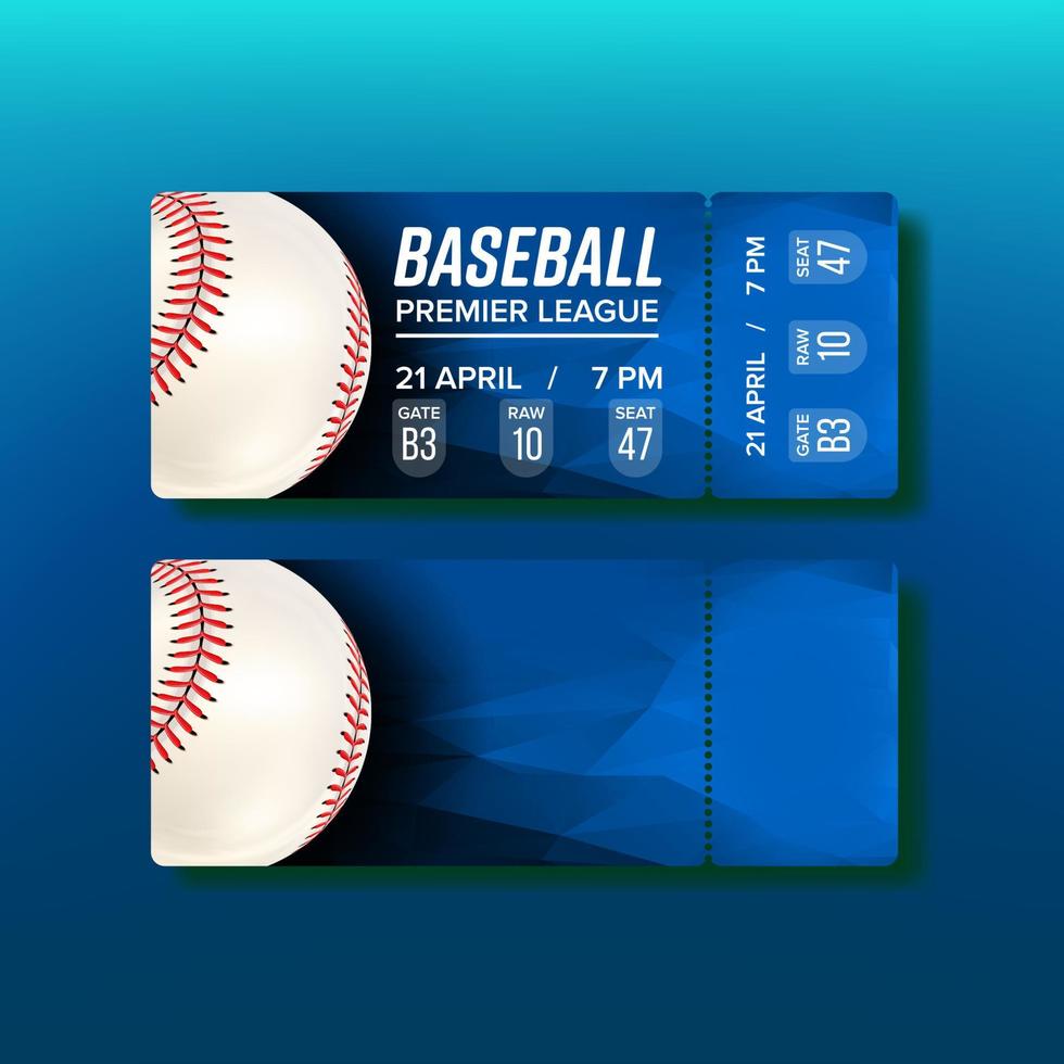 cupón de corte de boleto en vector de partido de béisbol
