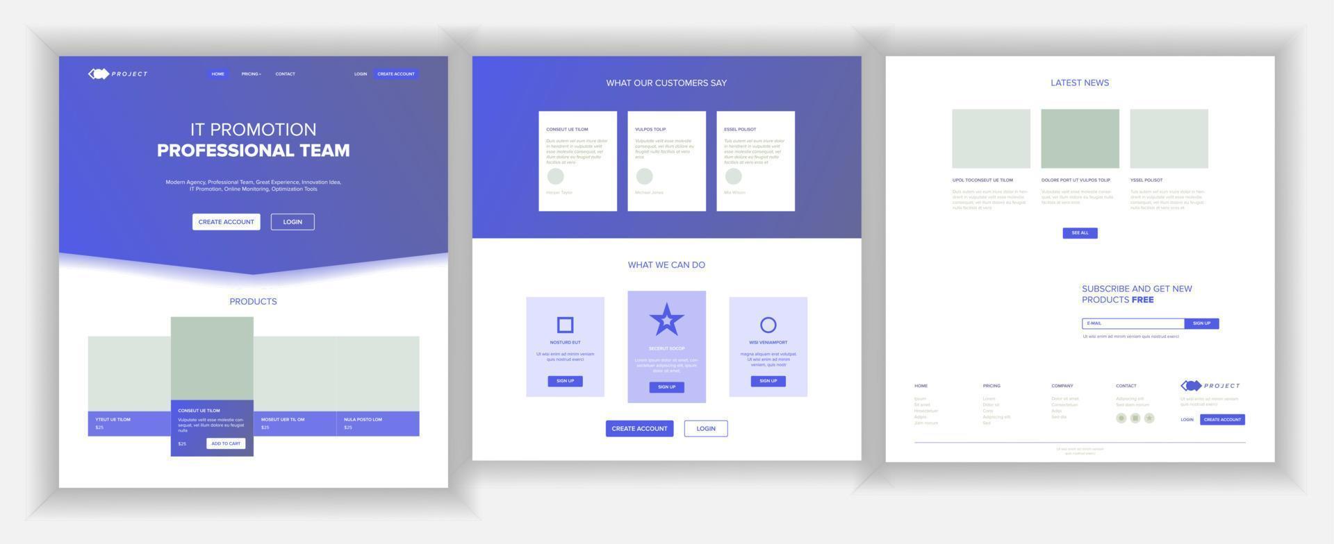Website Page Vector. Business Website. Web Page. Landing Design Template. Processes And Office Situation. Support Solution. Group Meeting. Product Testimonial. Illustration vector