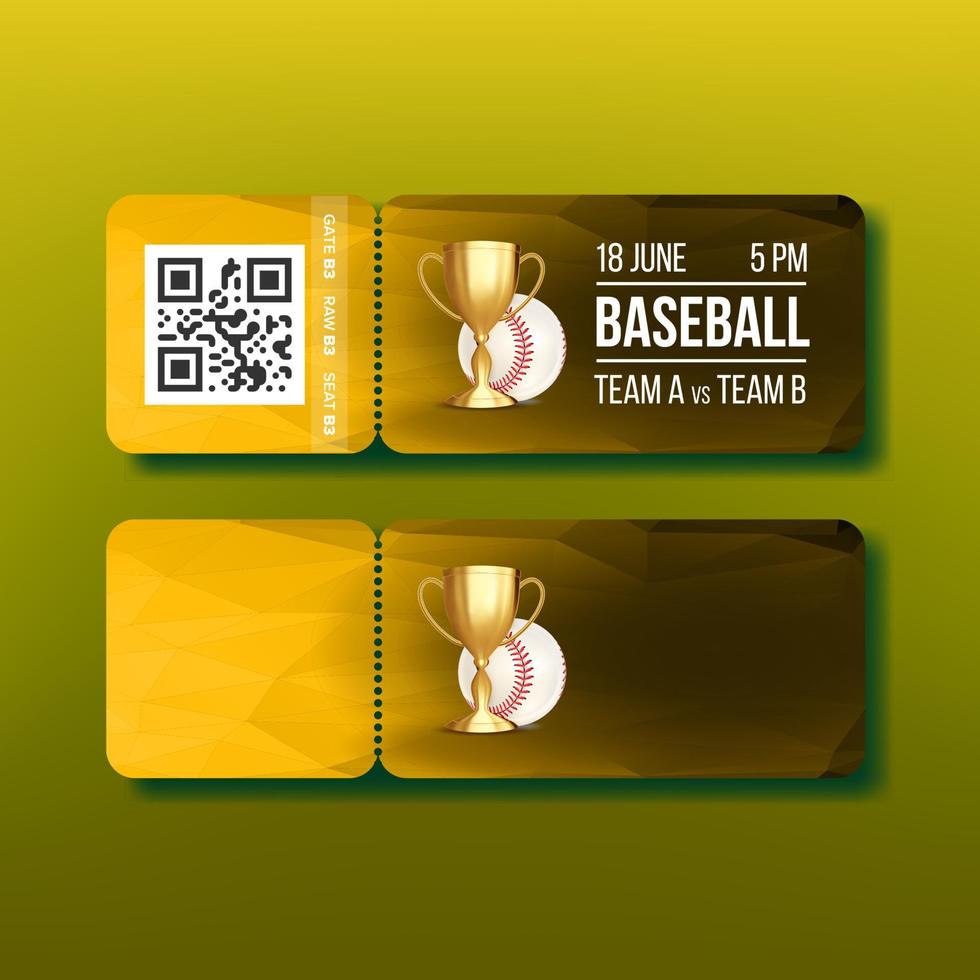 Ticket With Tear-off Coupon On Baseball Vector