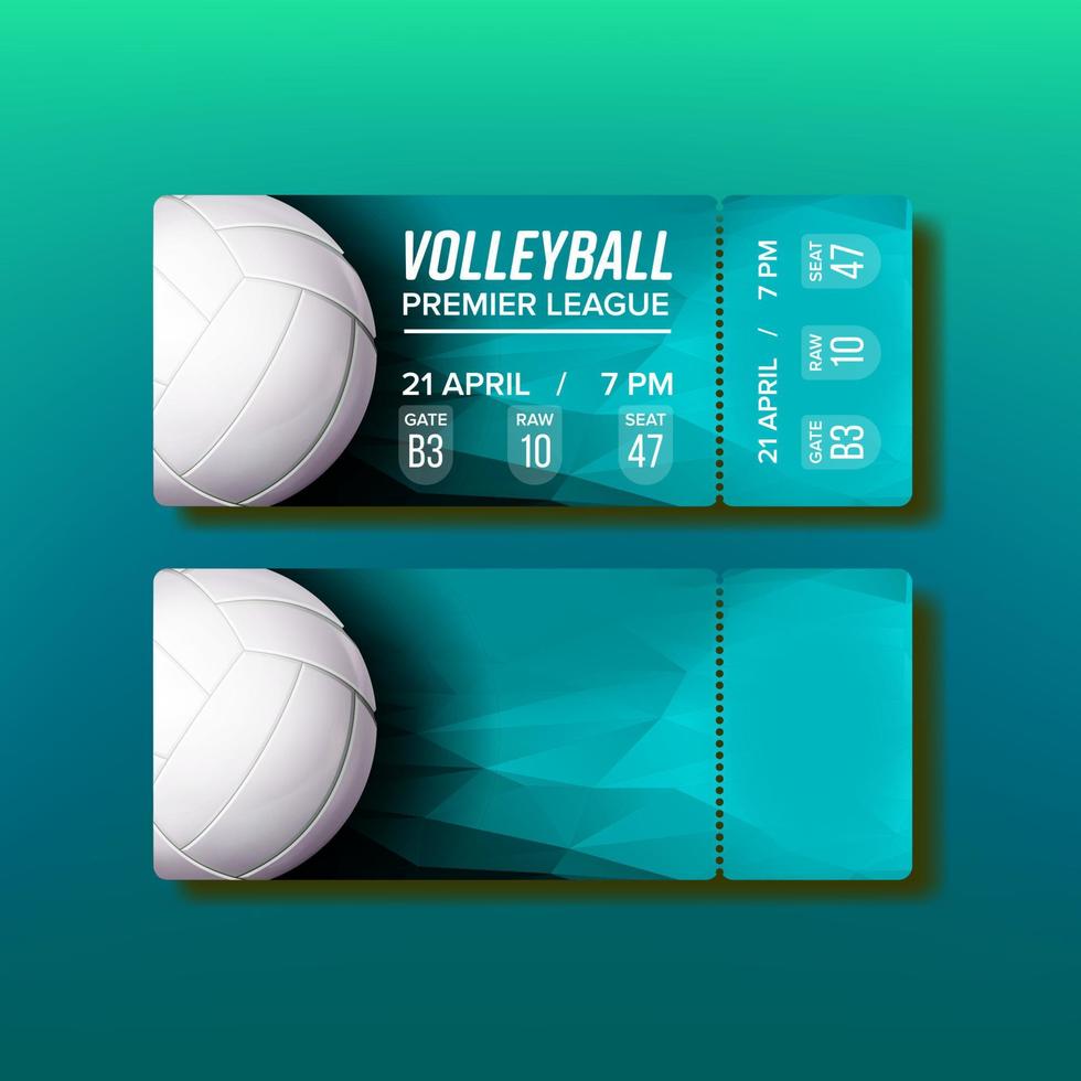 Ticket Tear-off Coupon On Volleyball Match Vector