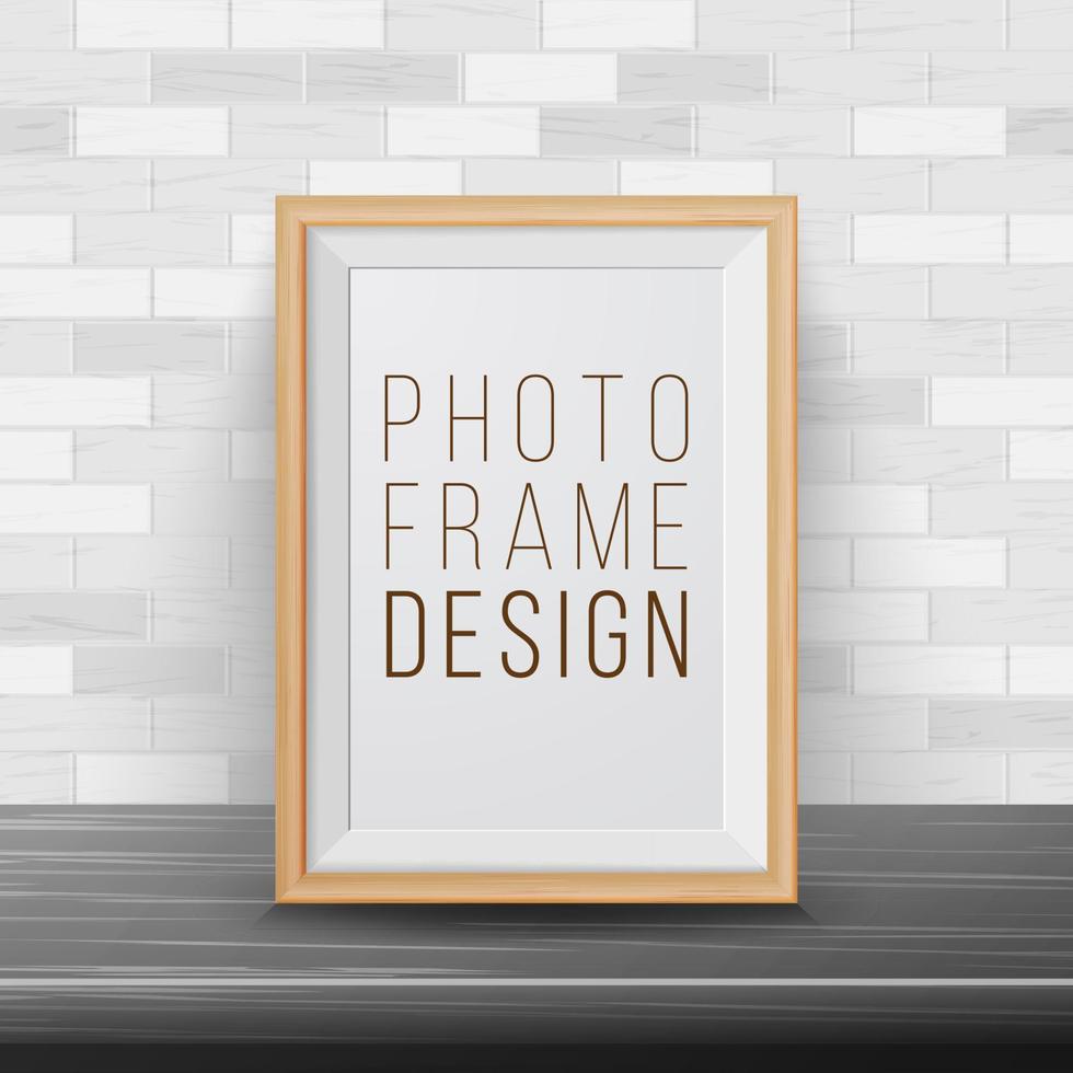 3d Photo Frame Vector. Rectangular Frame Template. Good For Posters, Presentations, Exhibition. Brick Wall Background. Trendy Interior Illustration. vector