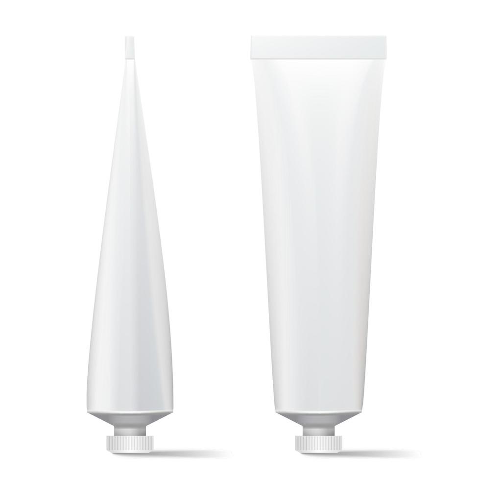 Tube Vector Mock Up. Clean Template. Blank Plastic Tube Of Cream, Shampoo, Tooth Paste, Glue. Isolated On White