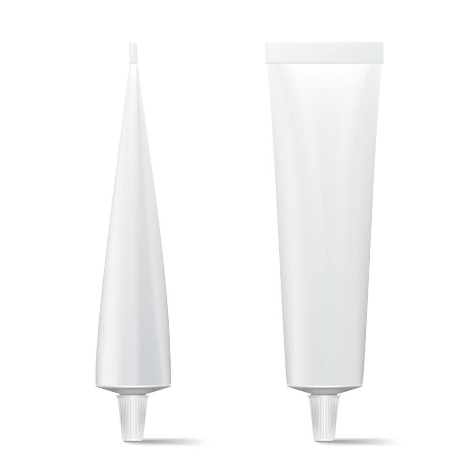 Tube Vector Mock Up. White Blank Tube Of Cream, Gel, Soup, Foam, Shampoo. Modern Packaging Design Template.