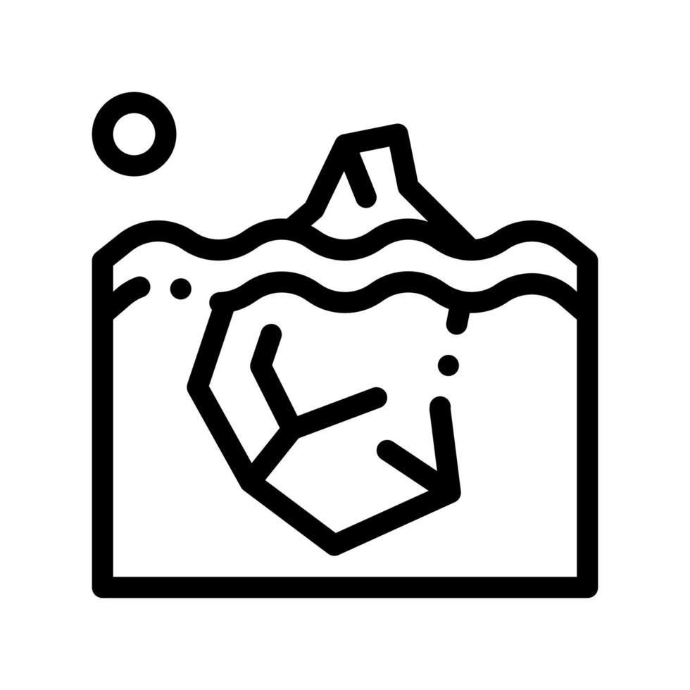 Iceberg In Ocean Global Warm Vector Thin Line Icon