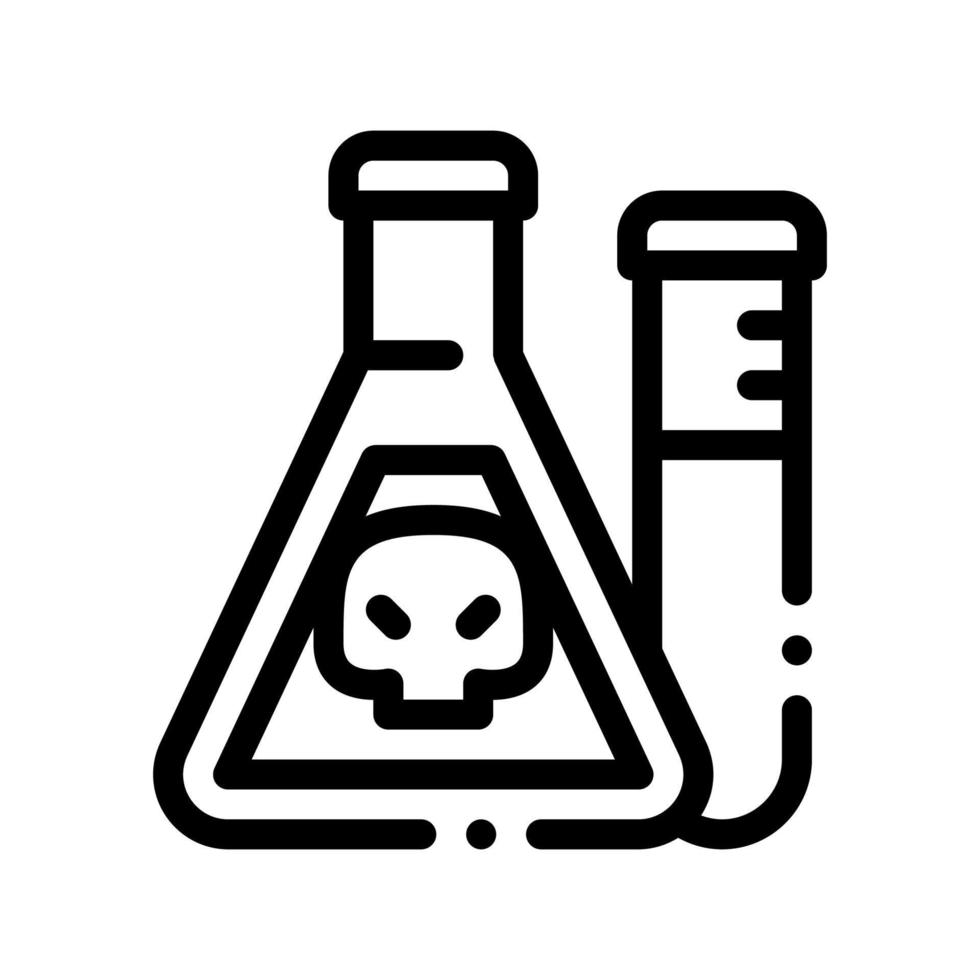 Flask With Chemical Liquid Vector Thin Line Icon