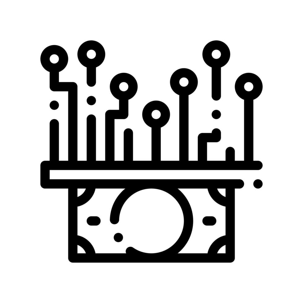 icono de línea delgada de vector de chip de efectivo de dinero electrónico