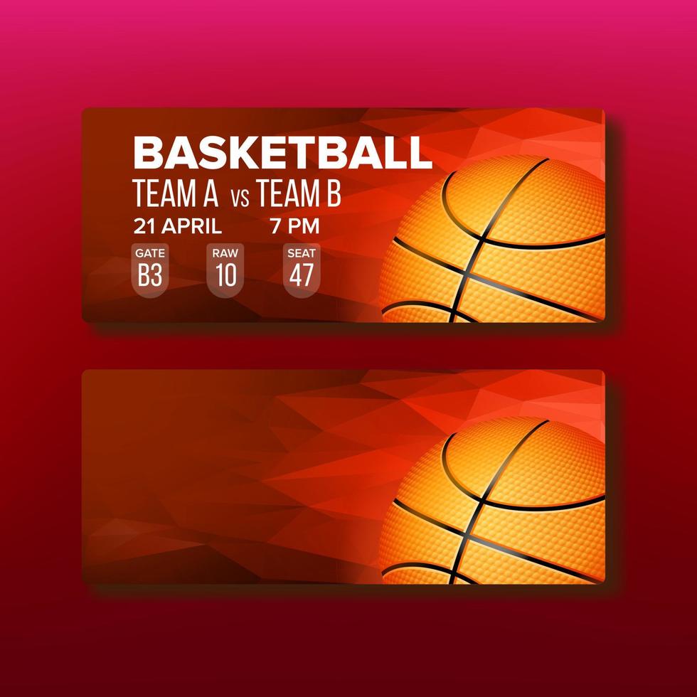 cupón rojo en vector de plantilla de juego de baloncesto