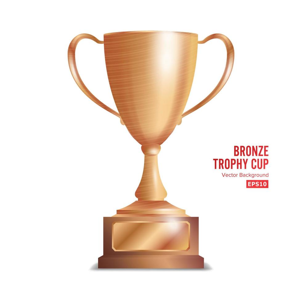 Bronze Trophy Cup. Winner Concept. Award Design. Isolated On White Background Vector Illustration