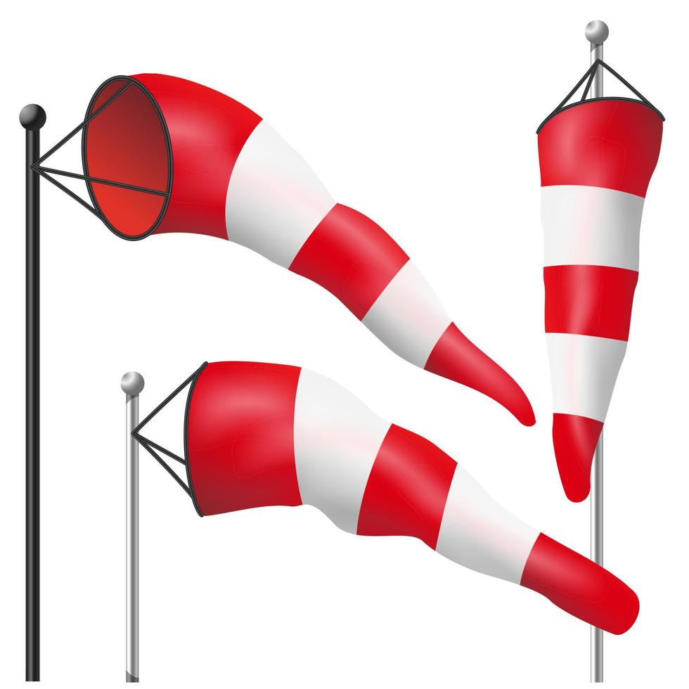 Windsock Sign Isolated Vector. Meteorology Aviation Red And White Illustration vector