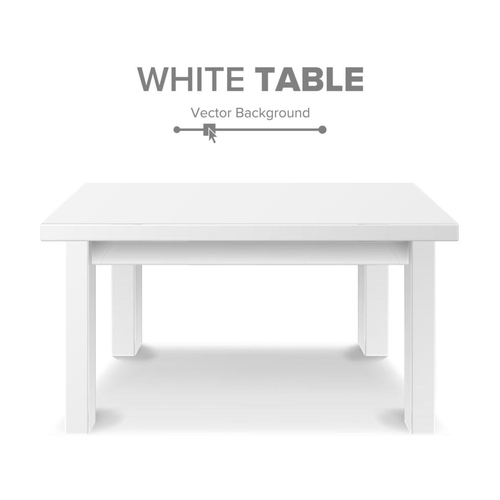 Empty White Plastic Table Isolated On White Background. Realistic Platform. Vector Illustration. Good For Product Display Template.