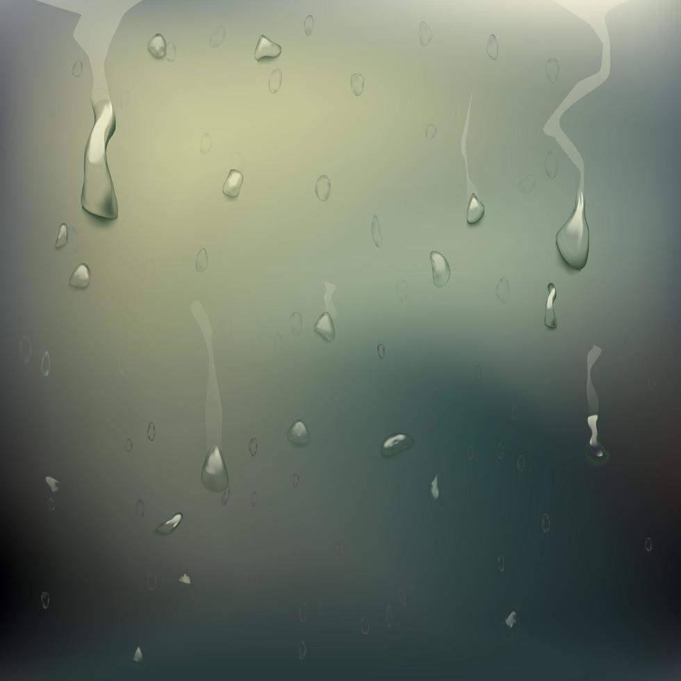 vector de vidrio húmedo. gotas de lluvia. ducha de vapor. ilustración realista