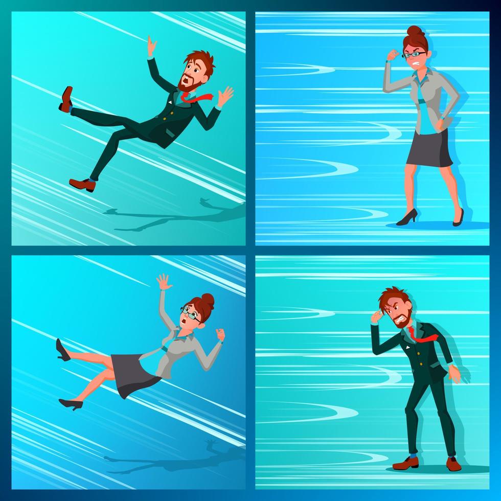 Business Person Go Against Wind, Falling Down Vector. Against Obstacles. Opposite Direction. Opponent, Finance Mistate, Business Bankruptcy, Work Crisis. Failure. Office Worker Cartoon Illustration vector