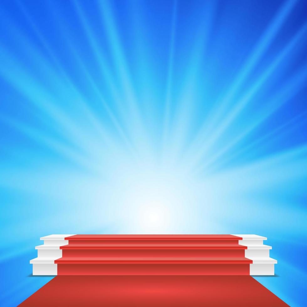 vector de podio de ganadores blancos. alfombra roja. escenario para la ceremonia de entrega de premios. ilustración