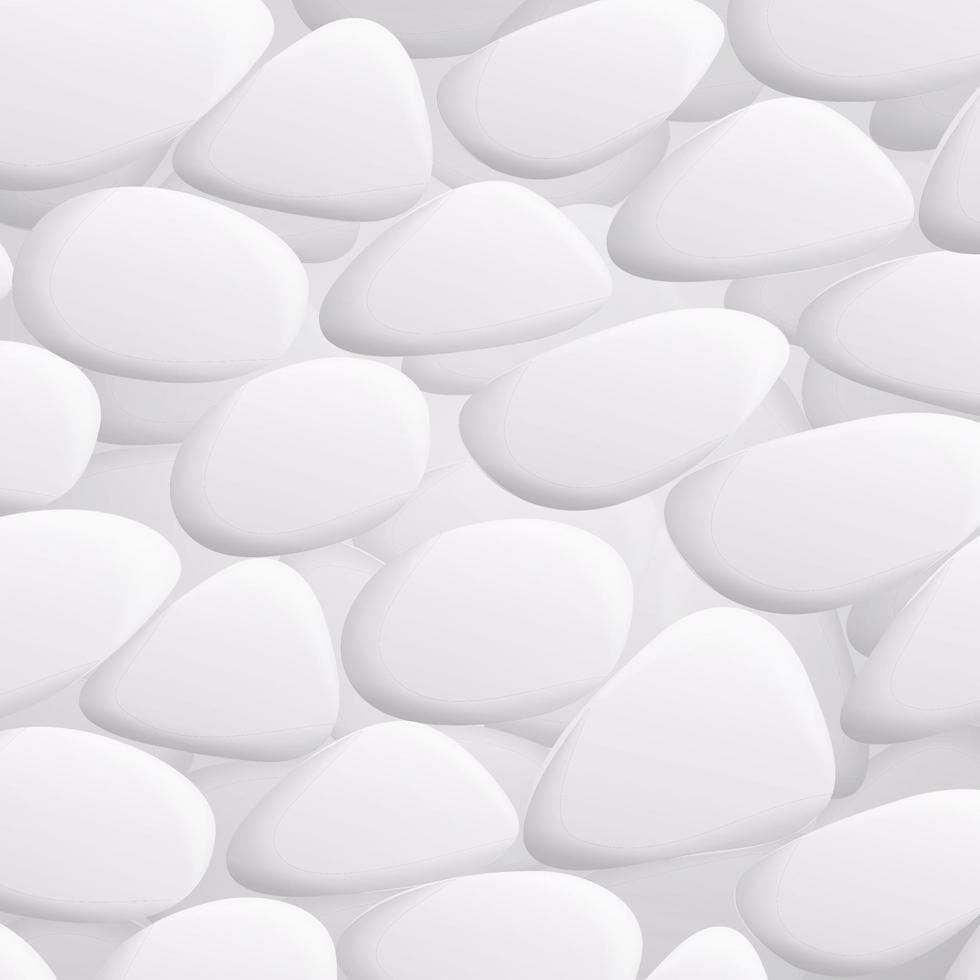 vector de guijarros blancos. piedras naturales 3d realistas de diferentes formas. guijarros de roca marina aislados sobre fondo blanco.