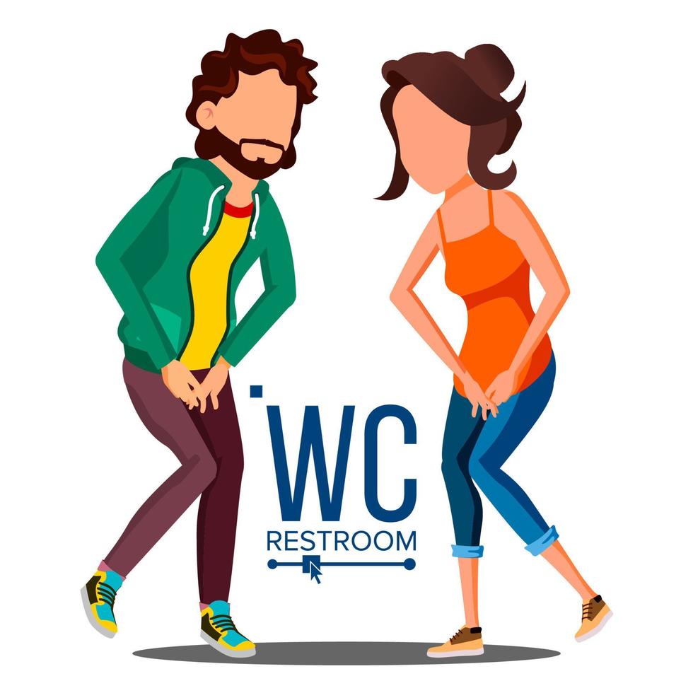 Public WC Sign Vector. Door Plate Design Element. Man, Woman. Bathroom Symbols. Isolated Cartoon Illustration vector