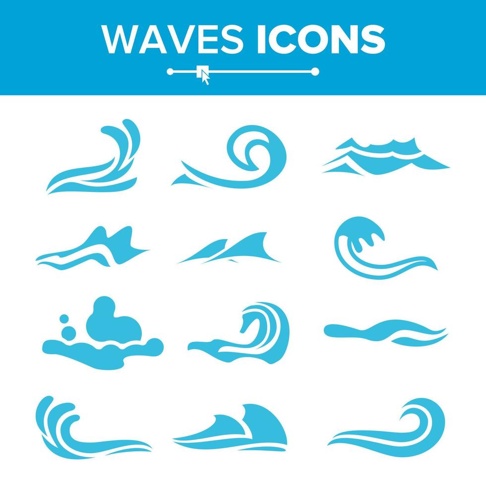 Wave Icons Vector. Ocean Water Design Element. Isolated Illustration vector