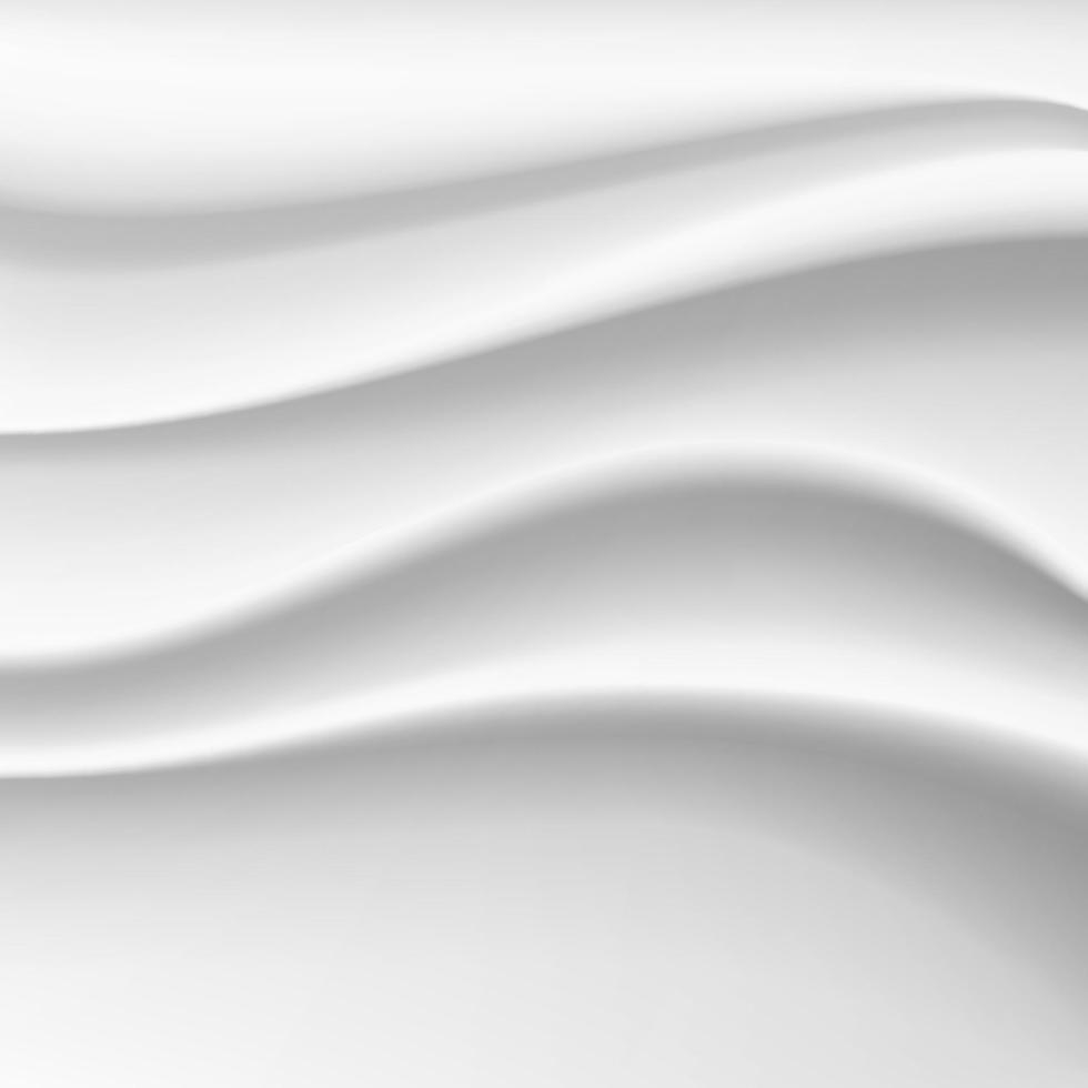 Wavy Silk Abstract Background Vector. White Satin Silky Cloth Fabric Textile Drape With Crease Wavy Folds. vector