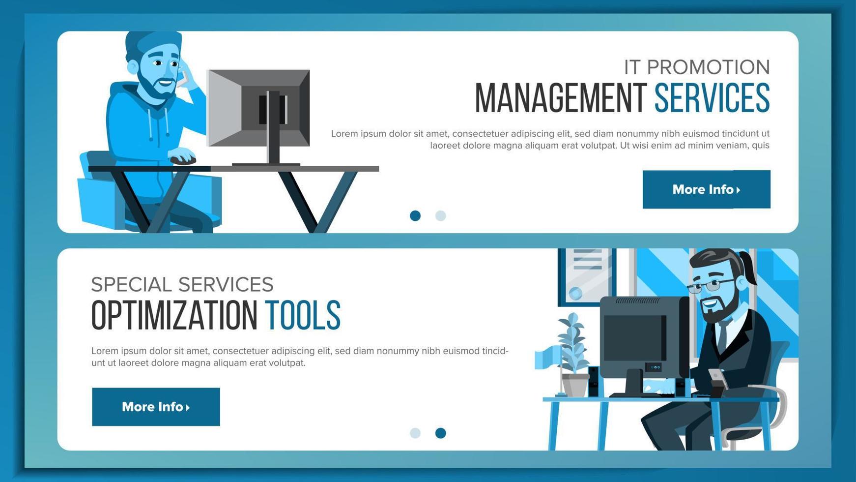 Website Banners Design Template Vector. Business Graphic. Responsive Banner Interface. Cartoon Team. Futuristic Strategy. Illustration vector