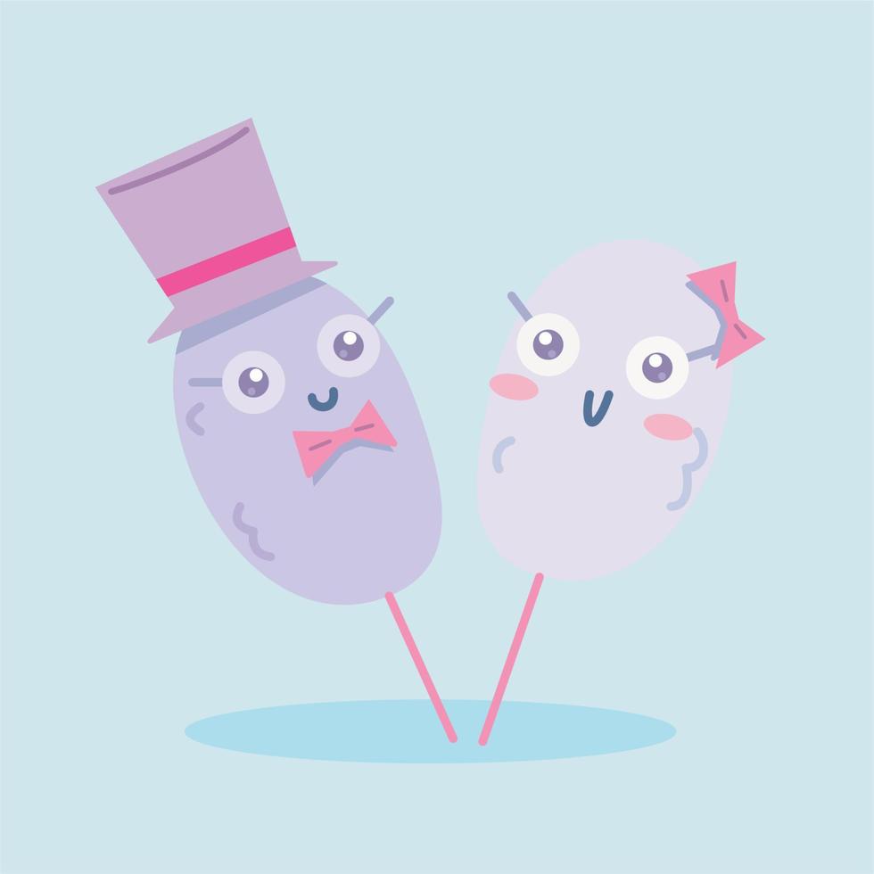 cute cotton candy illustration. cotton candy couple illustration. cotton candy children's book illustration. vector