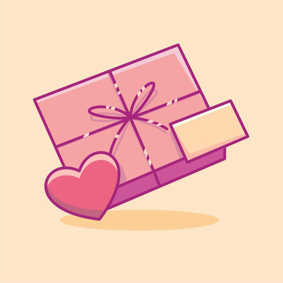 valentines day gift flat vector illustration. Cute gift valentine illustration. cute chocolate illustration.