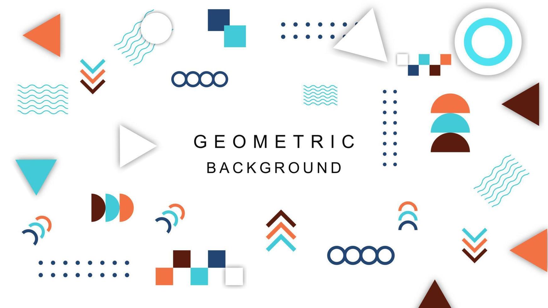 Abstract geometric or memphis style on white background with colorful shapes. Vector illustration. EPS 10.