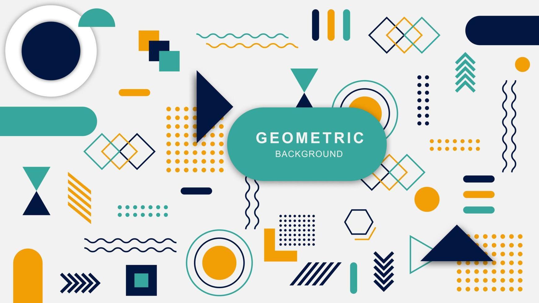 Geometric shapes wallpaper. Retro element for web, Memphis design, advertising, vintage, banner, billboard, flyer and sale on white background. Vector illustration. EPS 10.