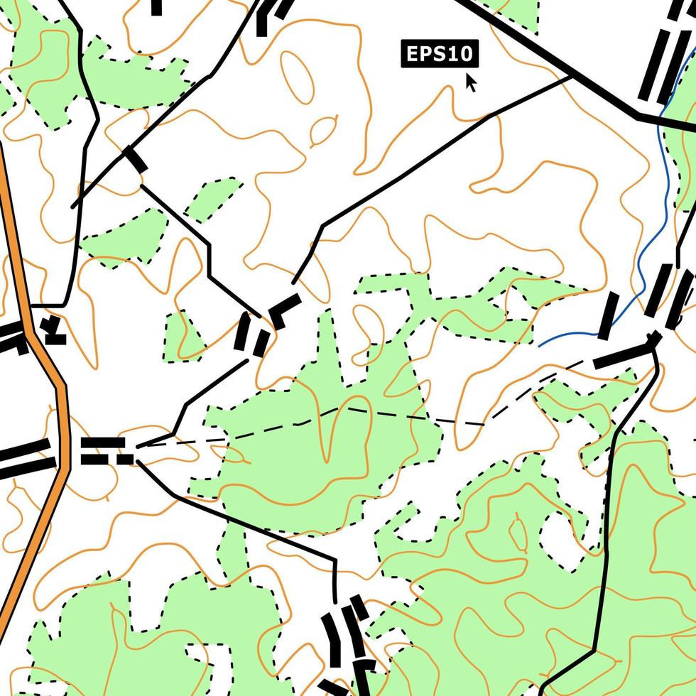 concepto de fondo de mapa topográfico con carreteras, bosques, asentamientos, contornos de relieve. se puede usar para papel tapiz, página web, texturas superficiales, volante de pancarta, portada de libro, afiche vector