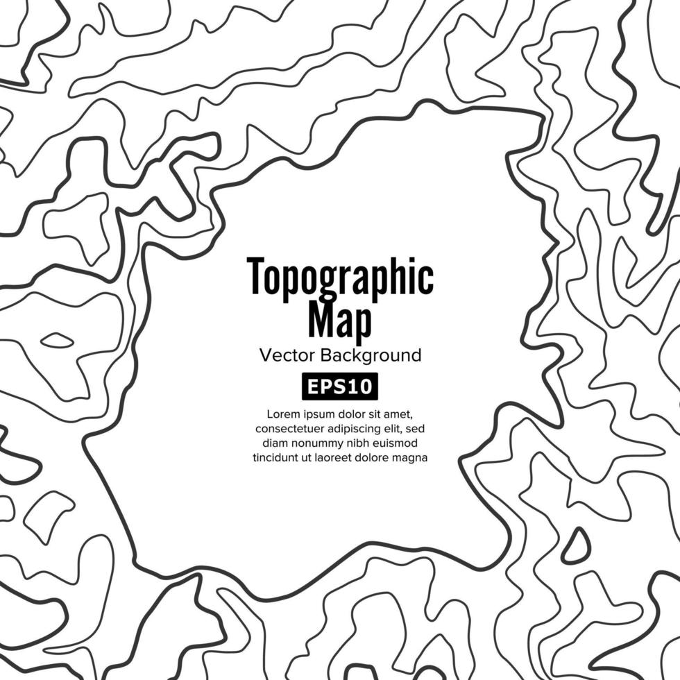 vector de mapa topográfico de contorno. telón de fondo ondulado de geografía. concepto gráfico de cartografía.