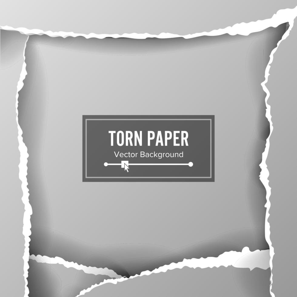 Torn Paper Blank Vector. Collection Of White Torn Paper. Ripped Edges With Shadow. vector