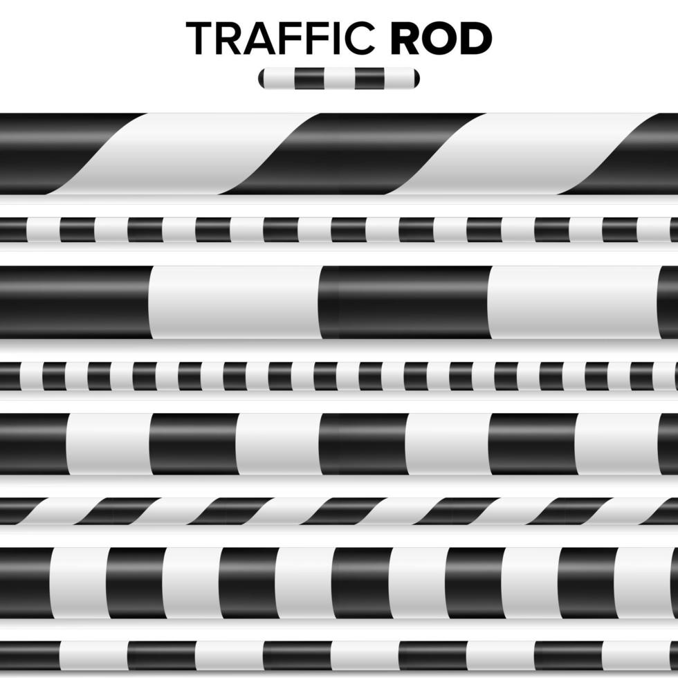 Traffic Police Stick, Baton Set Isolated On White Background. Horizontal Seamless. Vector. vector