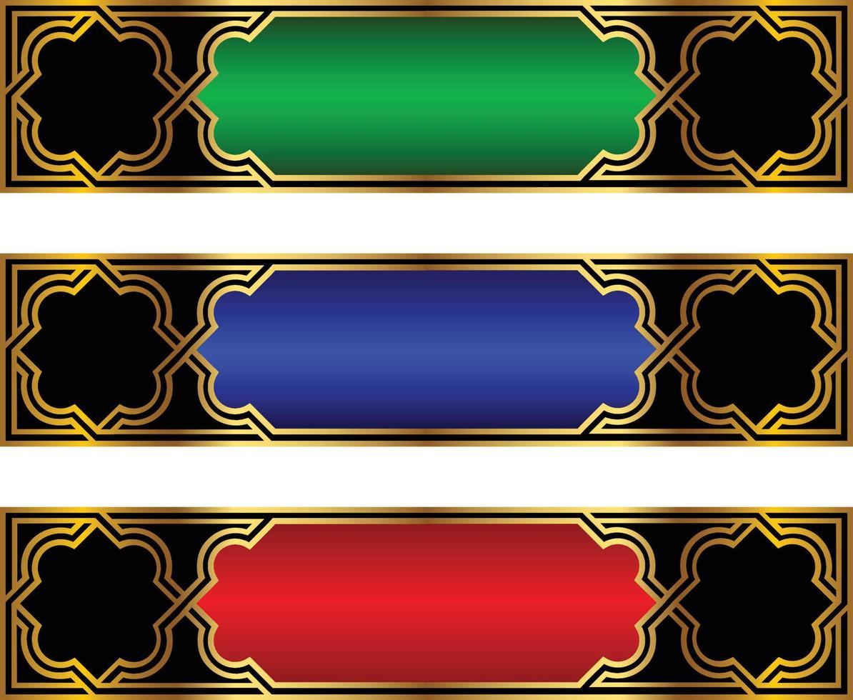 Set Of Luxury Golden Arabic Islamic Banner Title Frame Png Transparent Background Gold Text Box Vector Design Images