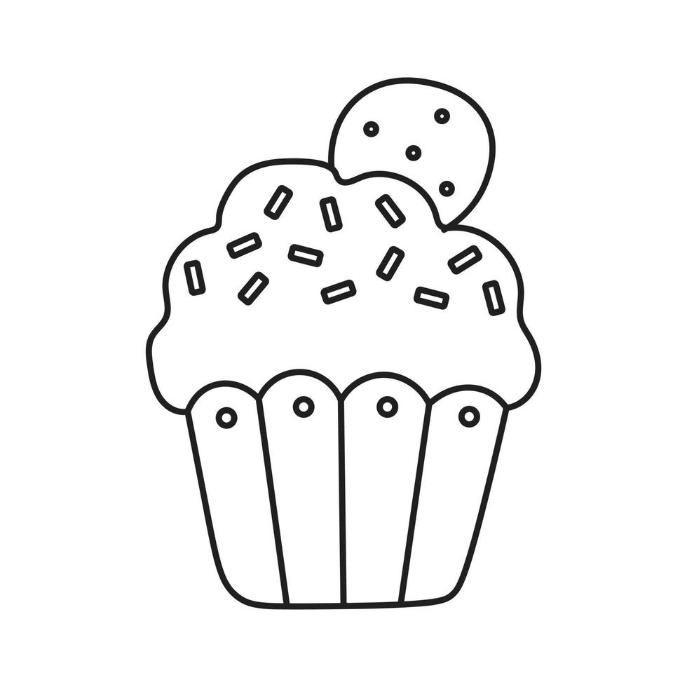 Cupcake in hand drawn doodle style vector