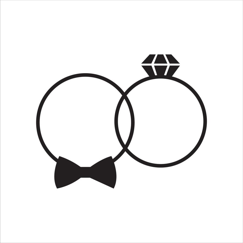 Two rings with diamond icon vector