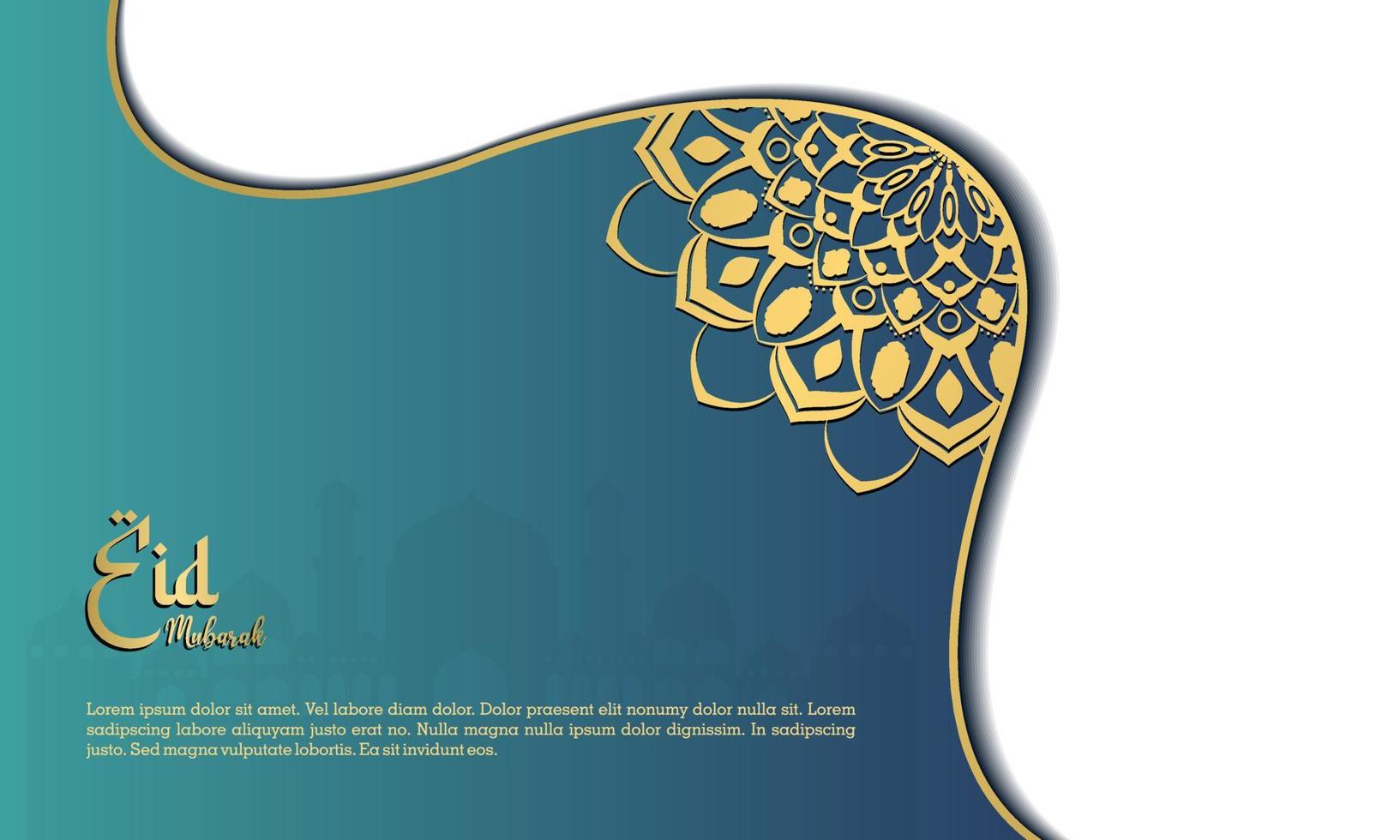 Happy eid mubarak, islamic greeting card design background with islamic modern ornament vector