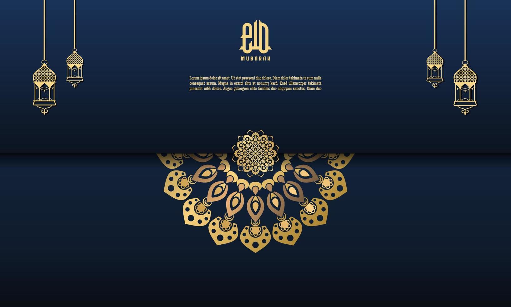 Happy eid mubarak, islamic greeting card design background with islamic modern ornament vector