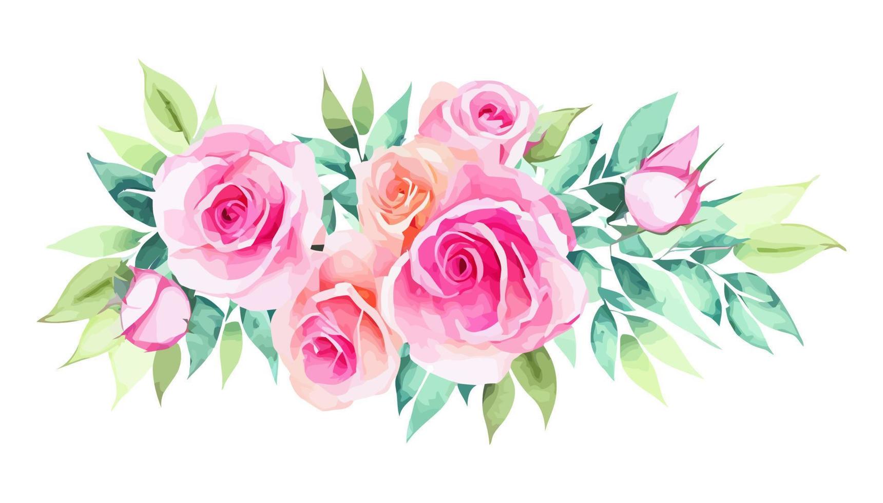 Delicate Watercolor Rose Bouquet vector