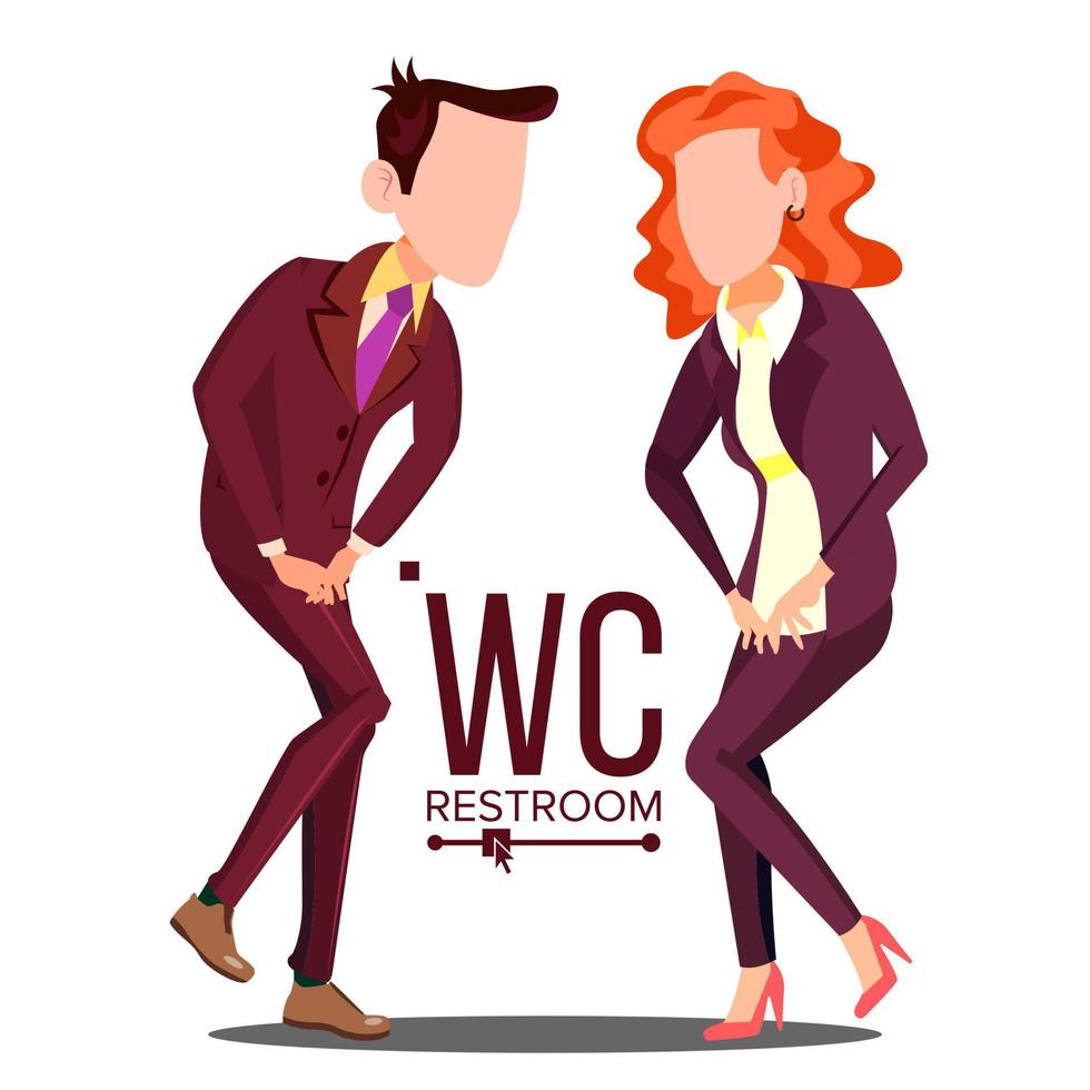 Office WC Sign Vector. Female, Male. Bathroom, Restroom Label. Isolated Cartoon Illustration vector