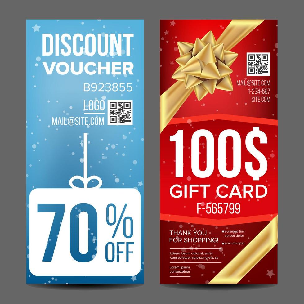 Gift Voucher Vector. Vertical Coupon. Shopping Advertisement. Discount Coupon. Business Gift Illustration vector