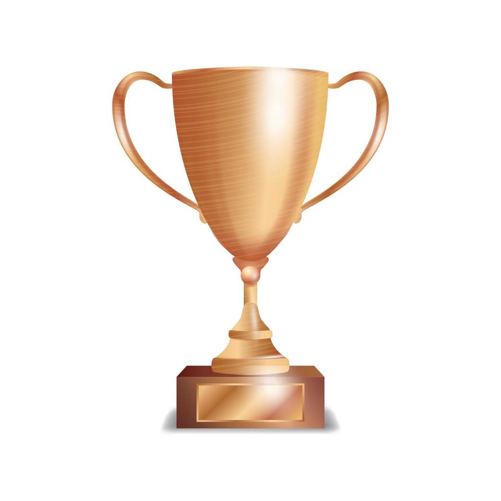 Bronze Trophy Cup. Winner Concept. Award Design. Isolated On White Background Vector Illustration