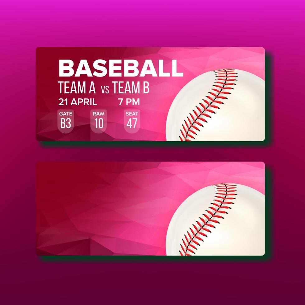 Red Coupon For Visit Baseball Game Template Vector