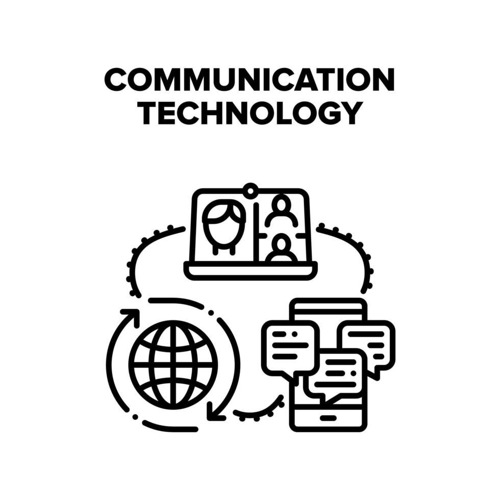 Communication Technology Vector Black Illustration