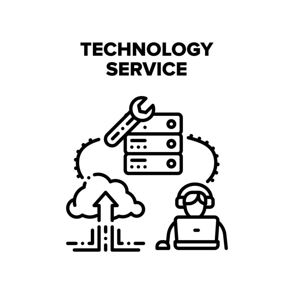 Technology Service Vector Black Illustration