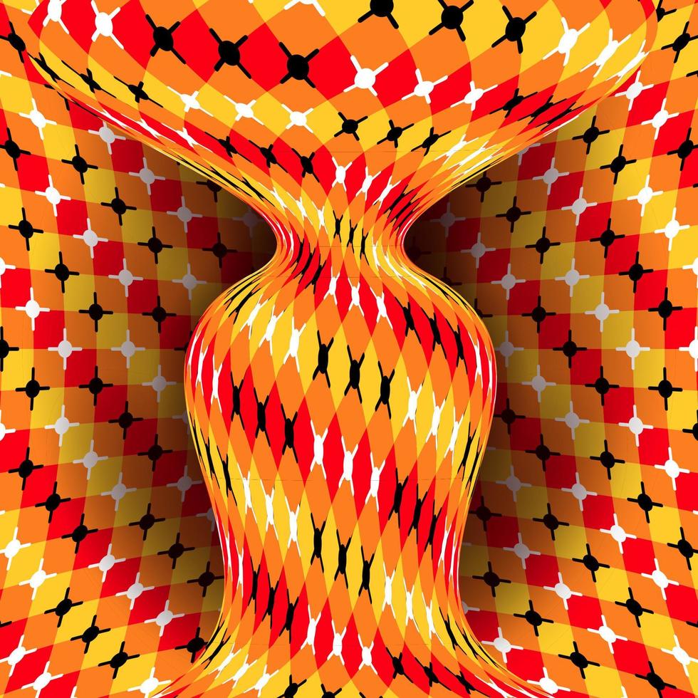 vector de ilusión arte óptico 3d. efecto óptico dinámico de rotación. ilusión de remolino psicodélico. engaño, engañoso. ilustración de fondo mágico geométrico