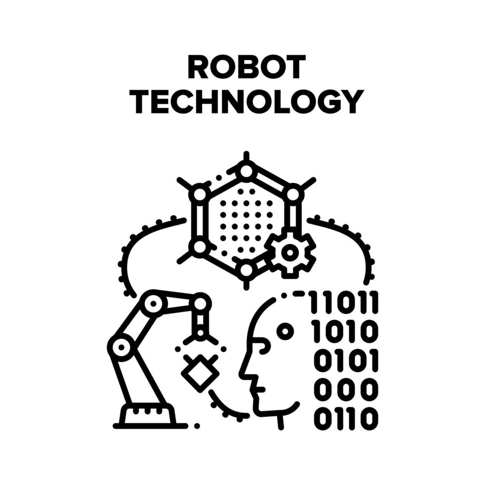 robot tecnología vector negro ilustración
