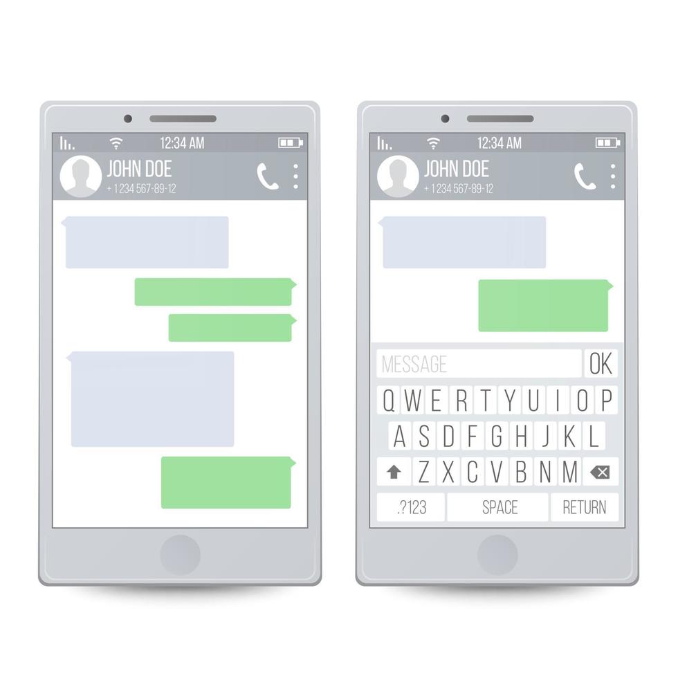 Mobile Chat On Line. Chatting With Texting Message Concept. Chat Boxes. User Talking To Another Person. Isolated Vector Illustration