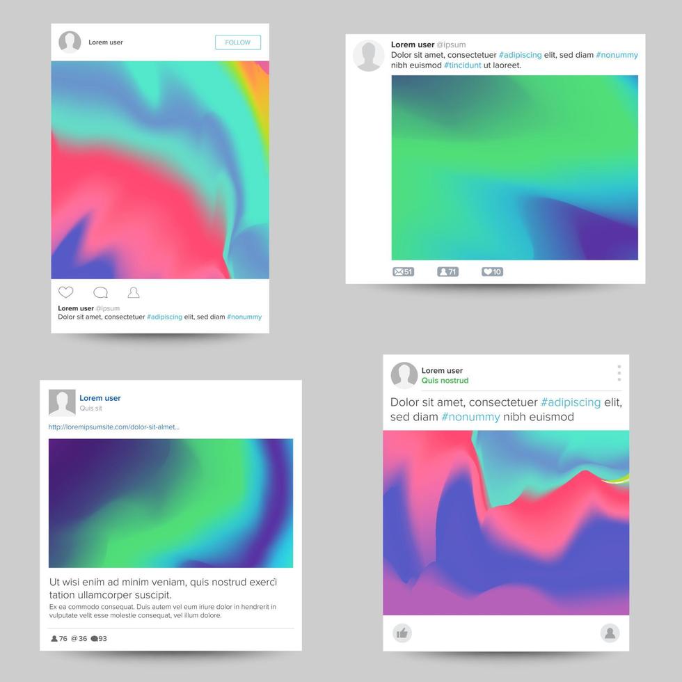 Photo Frame Blank Set Vector Illustration. Modern Mobile App Communication. Social Network Concept