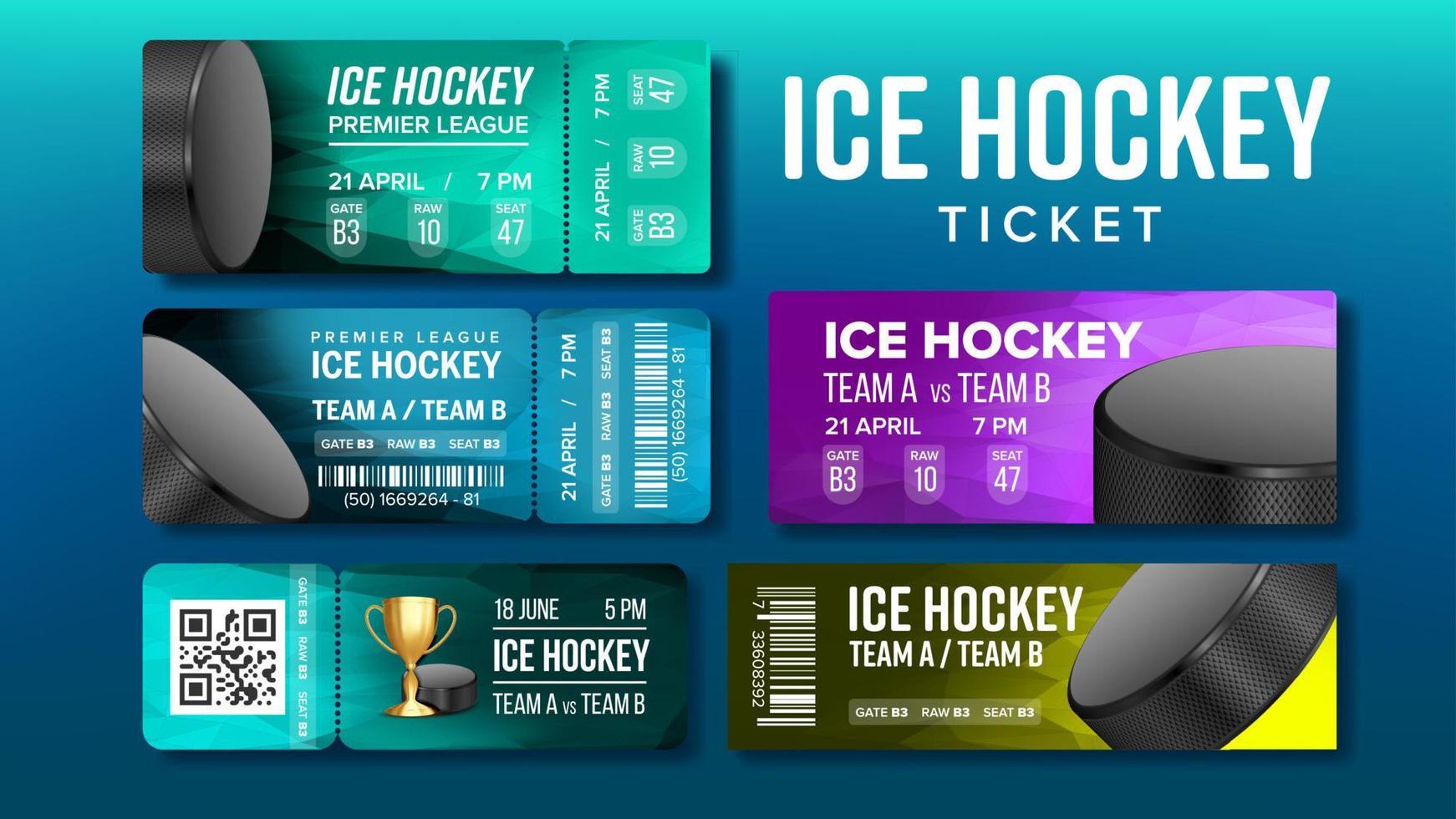 vector de juego de entradas de hockey sobre hielo de diseño elegante